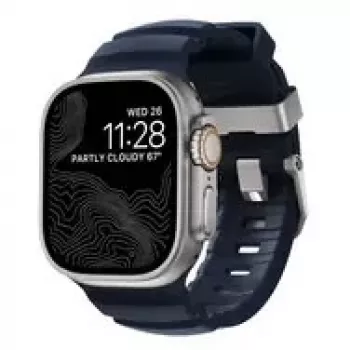 NOMAD Rocky Point Band - strap for Apple Watch 46mm/49mm with FKM and titanium (atlantic, natural hardware)