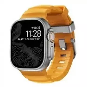 NOMAD Rocky Point Band - strap for Apple Watch 46mm/49mm with FKM and titanium (sol, natural hardware)