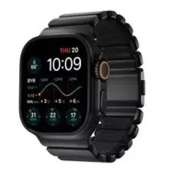 NOMAD Stratos Band - titanium bracelet for Apple Watch 49mm with FKM (black titanium, black FKM)
