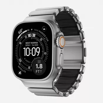 NOMAD Stratos Band - titanium bracelet for Apple Watch 49mm with FKM (natural titanium, black FKM)