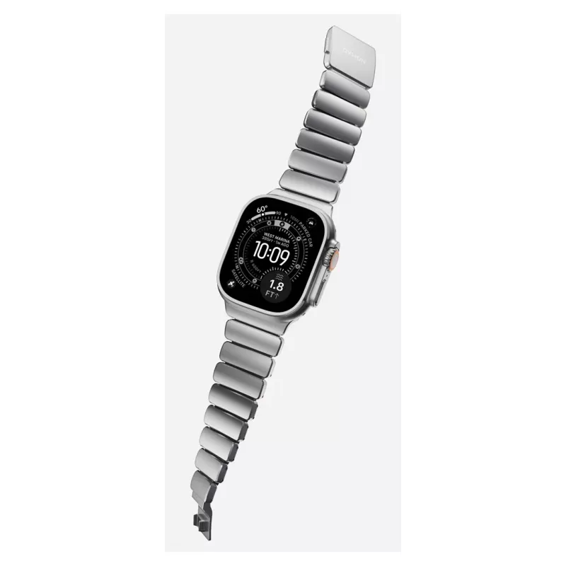NOMAD Stratos Band - titanium bracelet for Apple Watch 49mm with FKM (natural titanium, black FKM)