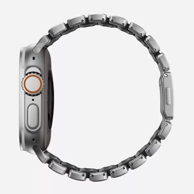 NOMAD Stratos Band - titanium bracelet for Apple Watch 49mm with FKM (natural titanium, black FKM)