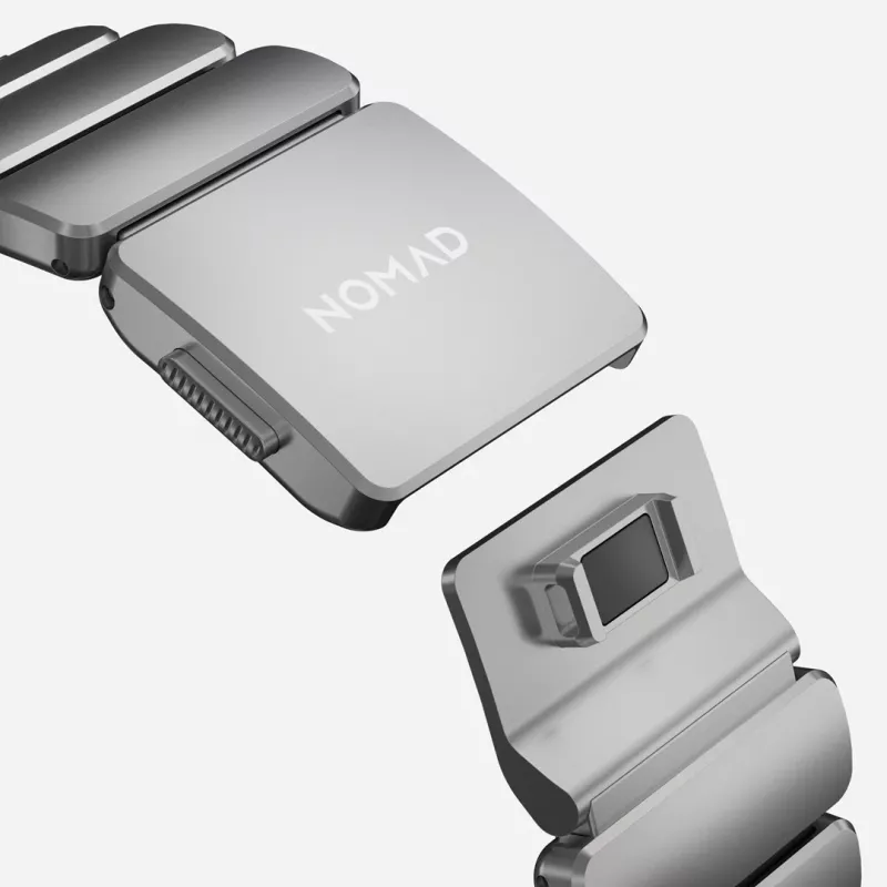 NOMAD Stratos Band - titanium bracelet for Apple Watch 49mm with FKM (natural titanium, black FKM)