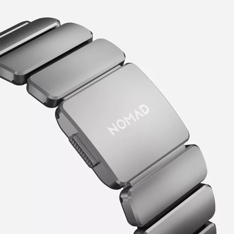 NOMAD Stratos Band - titanium bracelet for Apple Watch 49mm with FKM (natural titanium, black FKM)
