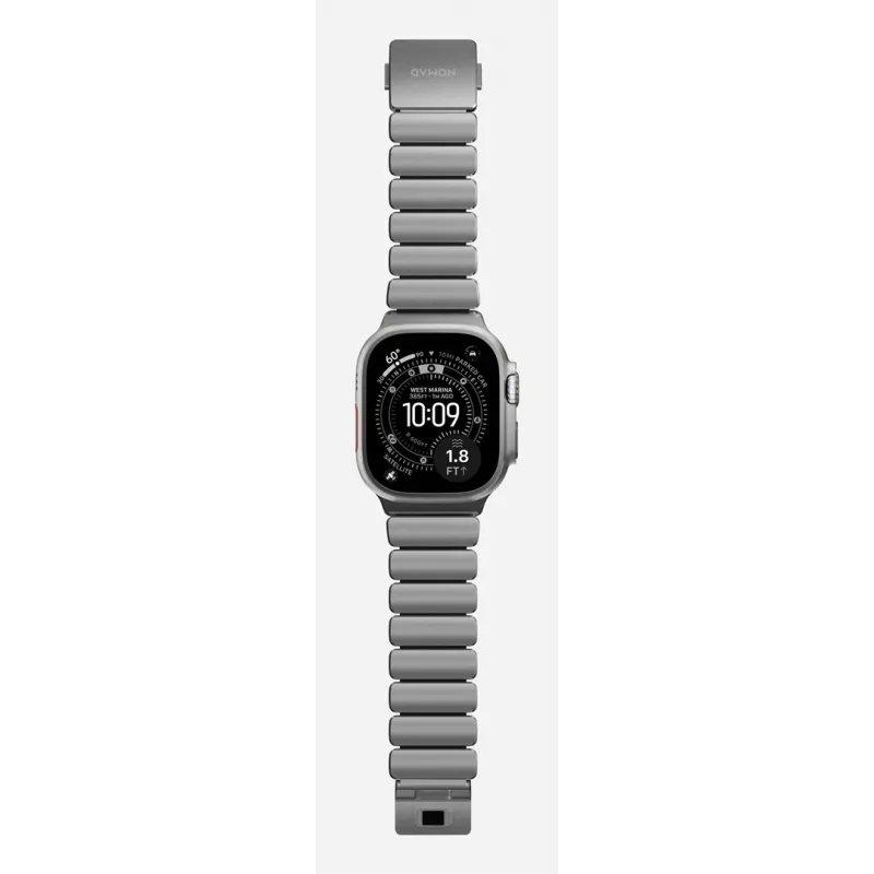 NOMAD Stratos Band - titanium bracelet for Apple Watch 49mm with FKM (natural titanium, black FKM)