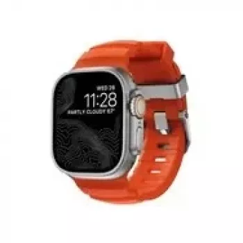 NOMAD Rocky Point Band - strap for Apple Watch 46mm/49mm with FKM and titanium (magma, natural hardware)