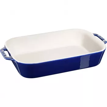 Staub Rectangular Dish Ceramic, dark blue, 34x24x7.6