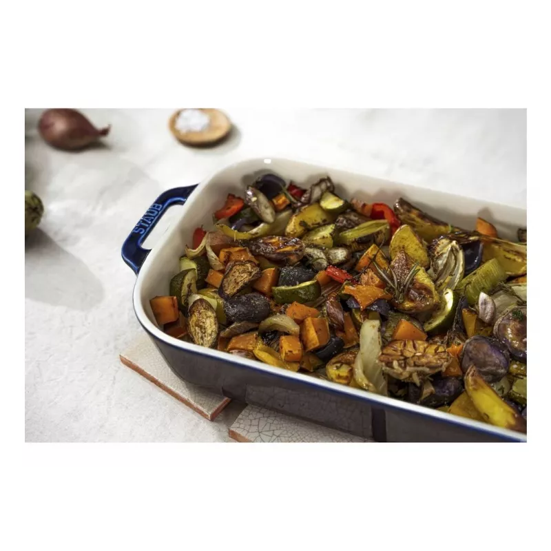 Staub Rectangular Dish Ceramic, dark blue, 34x24x7.6