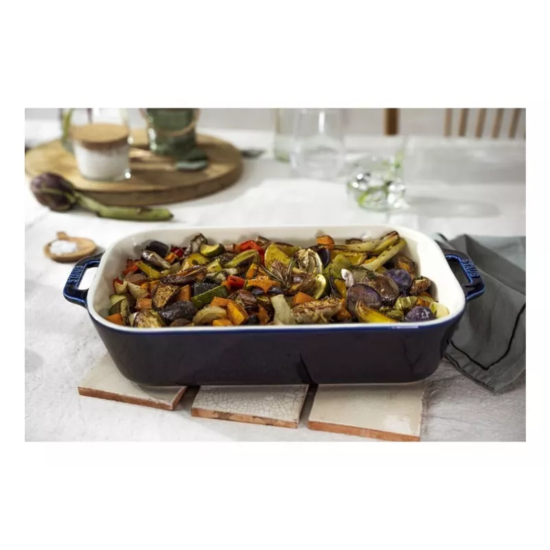 Staub Rectangular Dish Ceramic, dark blue, 34x24x7.6