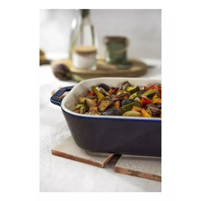 Staub Rectangular Dish Ceramic, dark blue, 34x24x7.6