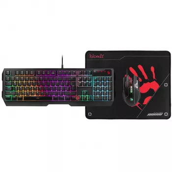 A4TECH BLOODY USB B1700 B140N +ES7 + BP-50M USB/ Esports Black USB set keyboard+mouse+pad (EN)