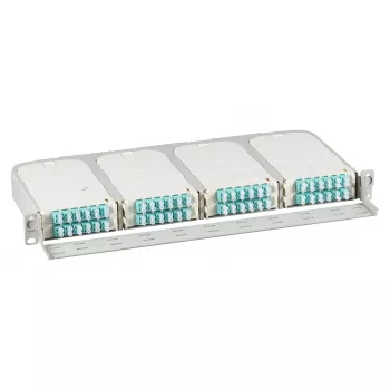Rack mount 1U carrier for FTTH modules EFB Elektronik FTTH-BGT-1HE — 19 inch 48.3 cm, holds 8 module slots, front cable tray, up to 96 LC ports per 1U