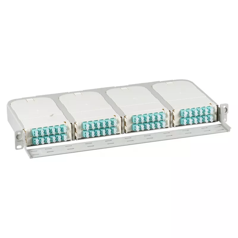 Rack mount 1U carrier for FTTH modules EFB Elektronik FTTH-BGT-1HE — 19 inch 48.3 cm, holds 8 module slots, front cable tray, up to 96 LC ports per 1U