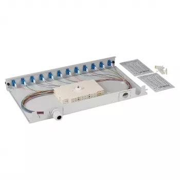 Fiber splice box EFB Elektronik BA71921L24, LC 9/125µm OS2, 24 pigtails separated, 12 couplers, pull-out