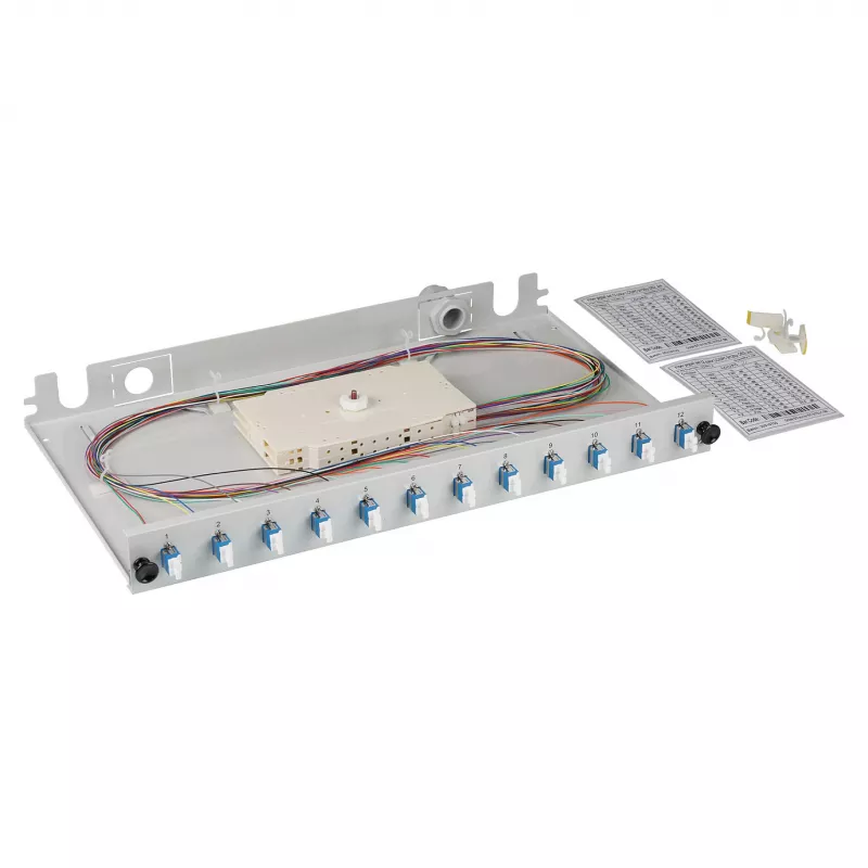 Fiber splice box EFB Elektronik BA71921L24, LC 9/125µm OS2, 24 pigtails separated, 12 couplers, pull-out