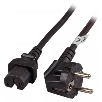 EFB Elektronik Warmgeräteleitung CEE 7/7 90° auf C15 schwarz 1 m 3 x 0.75 mm² - 1 m - VDE - Schwarz (EK625.1V2)