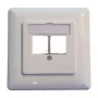 EFB Elektronik 2‑Port Keystone Frame Set ET-25091 — straight DIN49075 outlet, RAL9003 white, 80×80 mm frame with 50×50 mm central plate