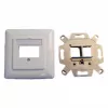 EFB Elektronik 2‑Port Keystone Frame Set ET-25091 — straight DIN49075 outlet, RAL9003 white, 80×80 mm frame with 50×50 mm central plate