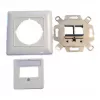 EFB Elektronik 2‑Port Keystone Frame Set ET-25091 — straight DIN49075 outlet, RAL9003 white, 80×80 mm frame with 50×50 mm central plate