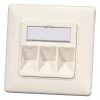 EFB Elektronik 2‑Port Keystone Frame Set ET-25091 — straight DIN49075 outlet, RAL9003 white, 80×80 mm frame with 50×50 mm central plate