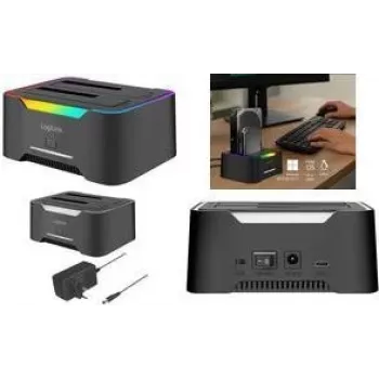 Docking Station LOGILINK Quickport QP0036, USB 3.2, 2‑port for 2.5/3.5 inch SATA HDD/SSD