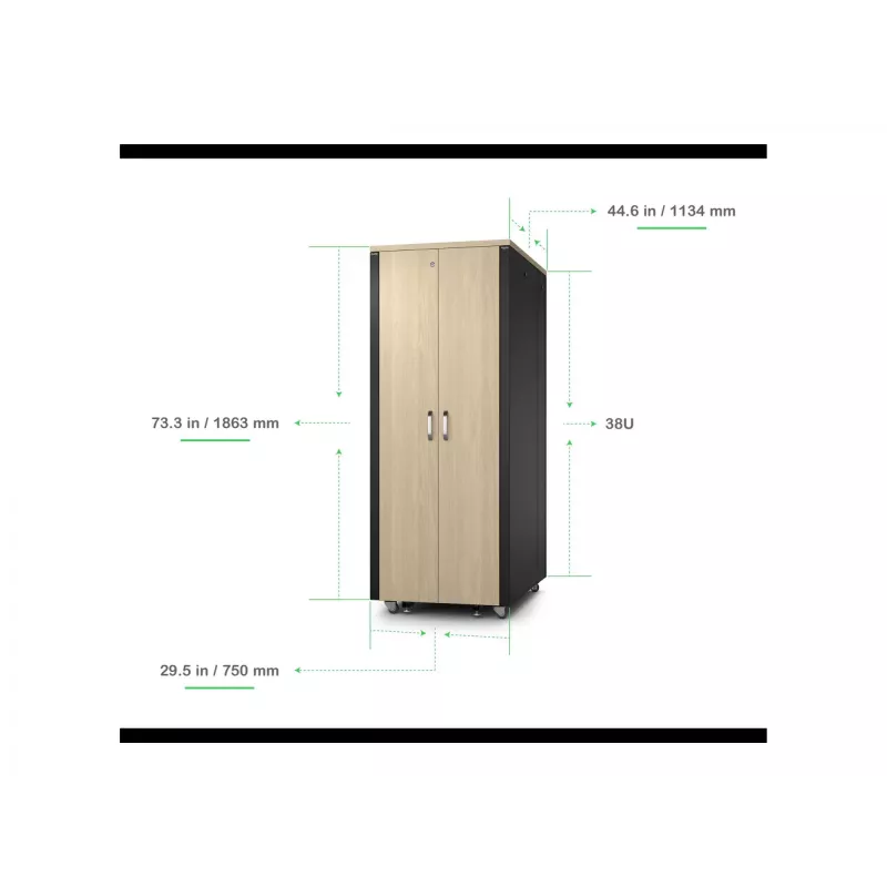 APC NetShelter - Cabinet (horizontal) - sound-insulated - AC 230 V - maple - 38U - 48.3 cm (19 inch)