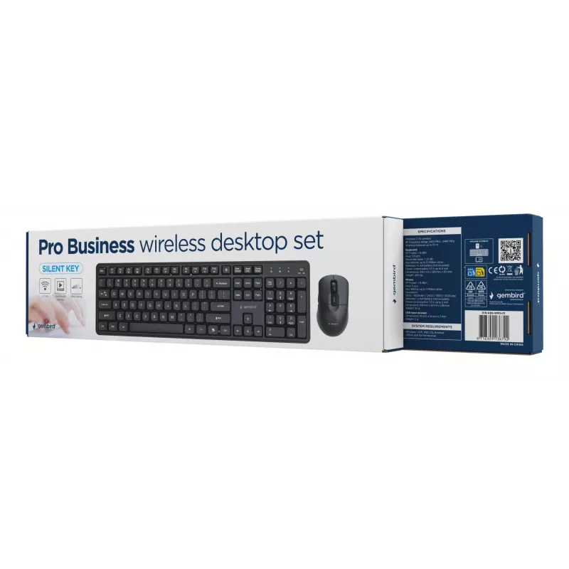 Gembird KBS-WMS-01 wireless keyboard and mouse combo, English, black
