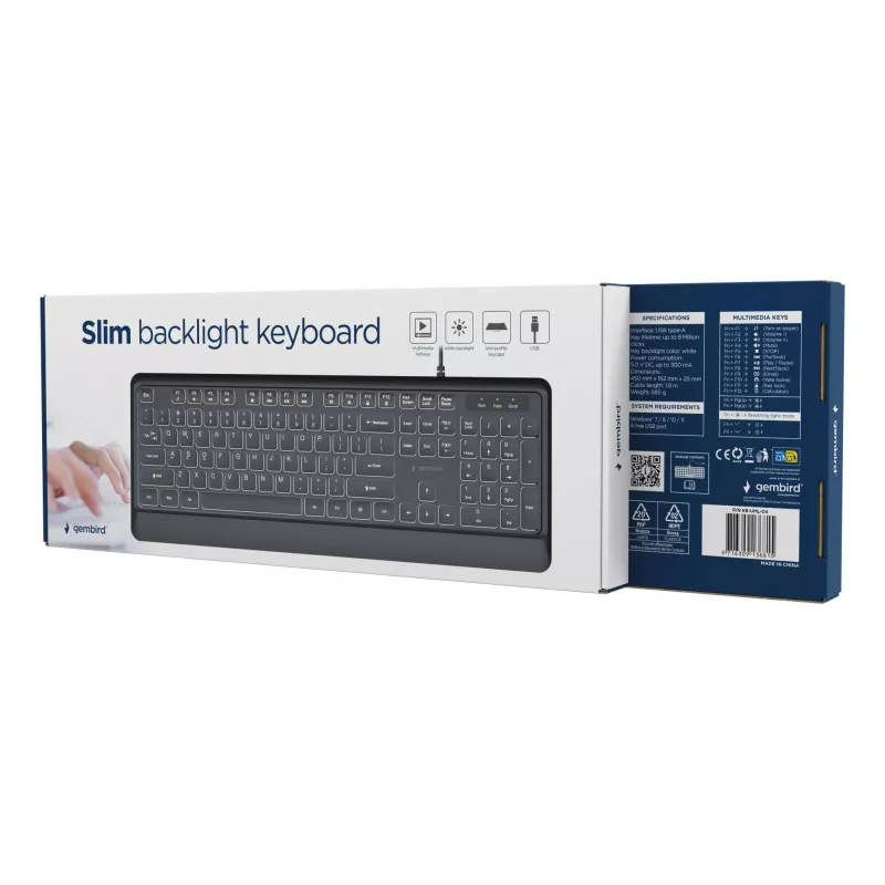 Keyboard Multimedia USB ENG/BLACK KB-UML-04 Gembird