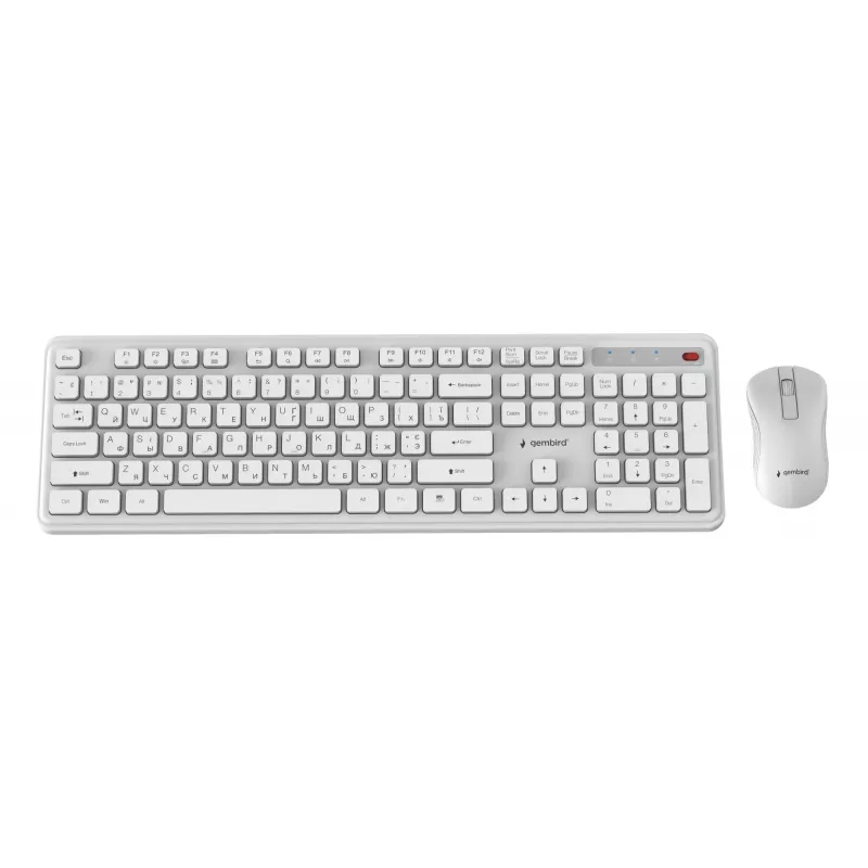 Gembird KBS-WPS-01-W-CYRL wireless keyboard and mouse combo, Cyrillic, white