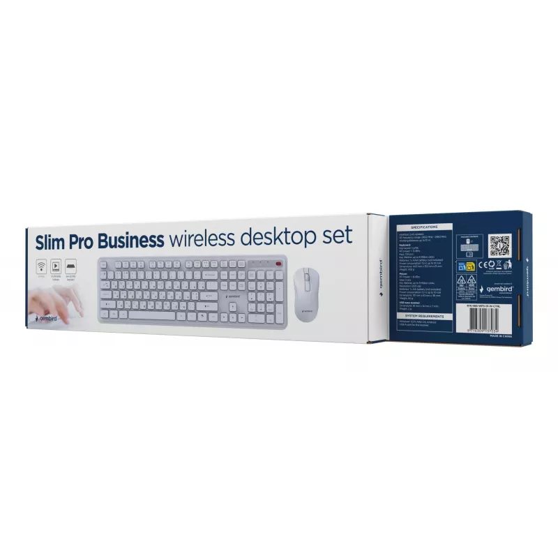 Gembird KBS-WPS-01-W-CYRL wireless keyboard and mouse combo, Cyrillic, white