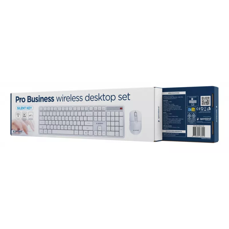 Keyboard +MOUSE Wrl ENG/WHITE KBS-WMS-01-W Gembird