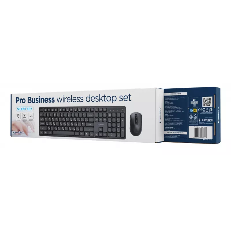 Gembird KBS-WMS-01-CYRL wireless keyboard and mouse combo, Cyrillic, black