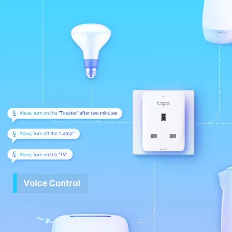TP-Link Tapo Mini Smart Wi-Fi Socket, Indoor, White, Home, Polycarbonate (PC), Status, CE, RoHS