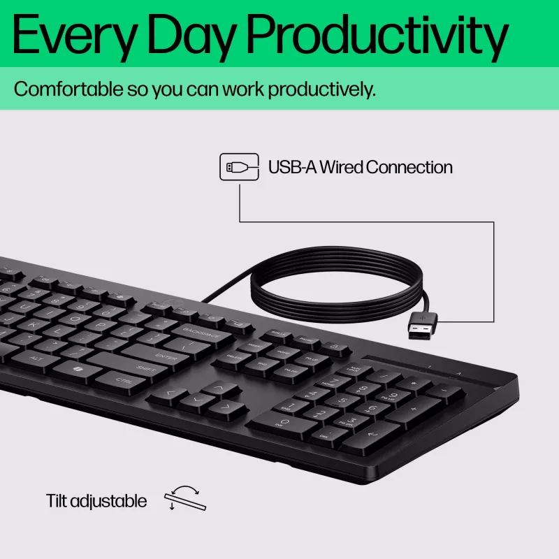 Wired keyboard HP 125 by HP, model AY2Y7AA — basic wired layout, USB connection