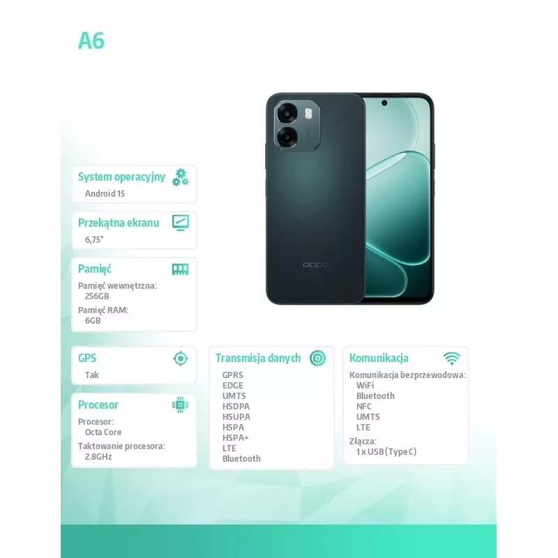 Oppo SMARTPHONE A6 6.75 - mobile phone - 256 GB