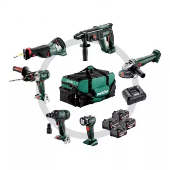 METABO Set COMBO 18V 6.1 (SB18LTX +SSW18LTX300BL +KH18LTX24 +W18L9-125QUICK +SSEP18LT +ULA) 4x4,0Ah Bag