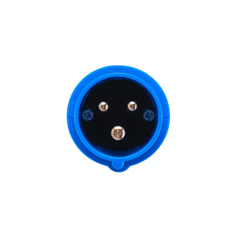 Adapter from red 16A 400V CEE coupling 5-pole socket to blue 16A 230V CEE 3P