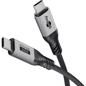 Goobay USB-C-Cable, USB4 Version 2.0, 1 m, black,Silver (74775)