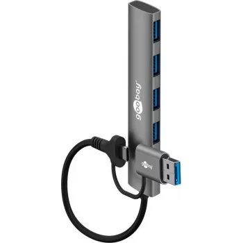 Goobay 2in1 Slim 4-Port USB-Hub, 5 Gbit/s (79149)