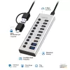 Hub USB3.2 Gen1 10ports USB-A/C, on/off switch