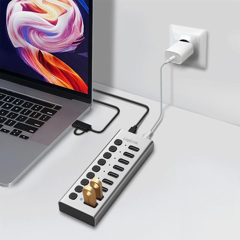 Hub USB3.2 Gen1 10ports USB-A/C, on/off switch