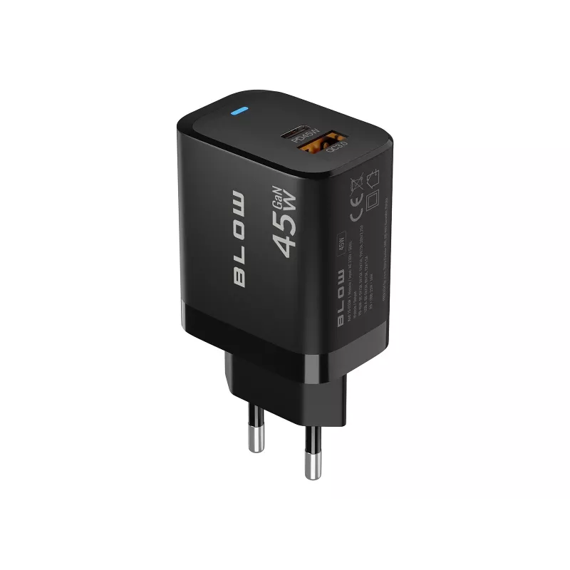 Wall charger USB-A USB-C PD 45W + cable