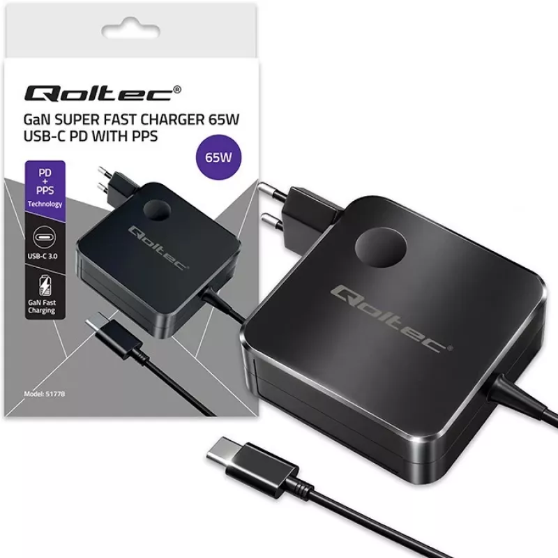 GaN 65W charger USB C PD PPS 5V 21V 3A 3.25A