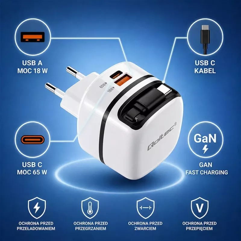 Charger USB C 65W GaN PPS 5V 20V 3A 3.25A