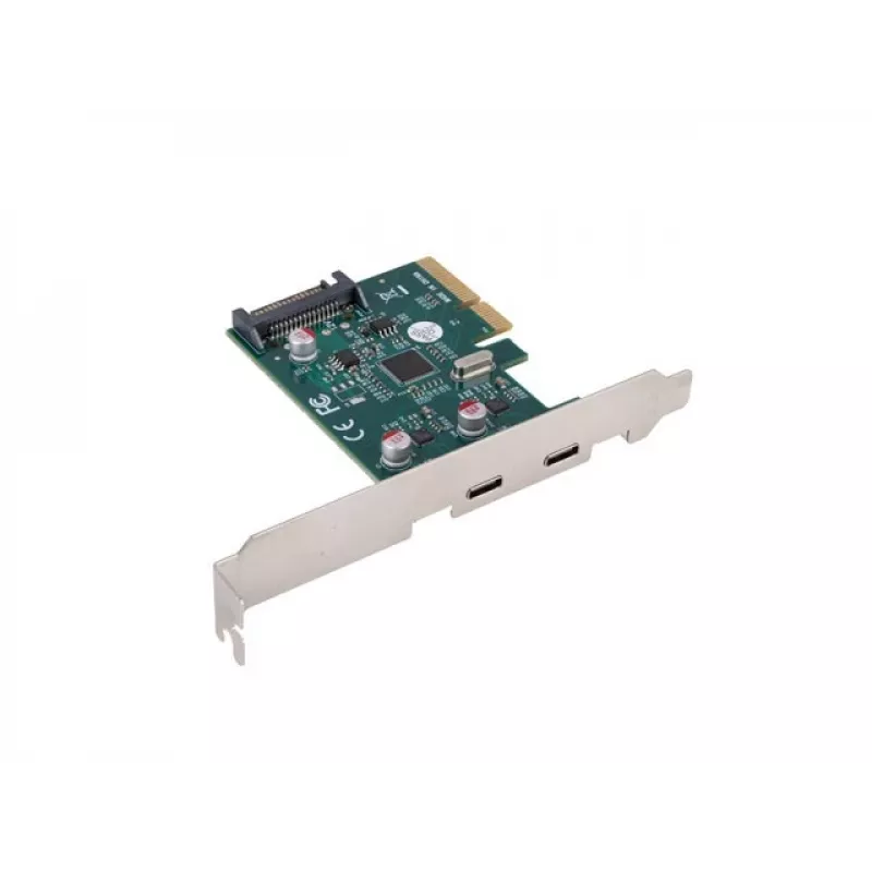 Network card PCI EXPRESS X1 -> 2X USB-C 3.2 GEN 2X1 led low profile