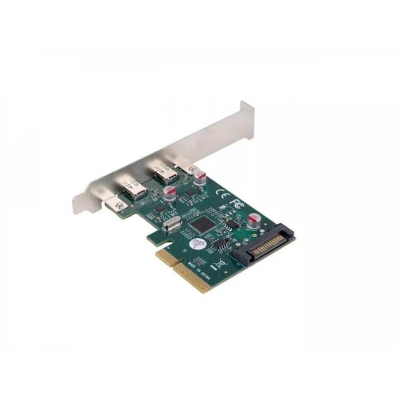 Network card PCI EXPRESS X1 -> 2X USB-C 3.2 GEN 2X1 led low profile