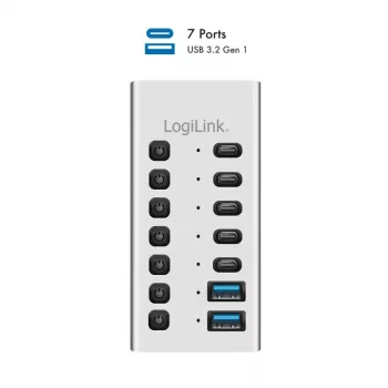 Hub USb3.2 Gen1 7 ports USB-A/C, on/off switch
