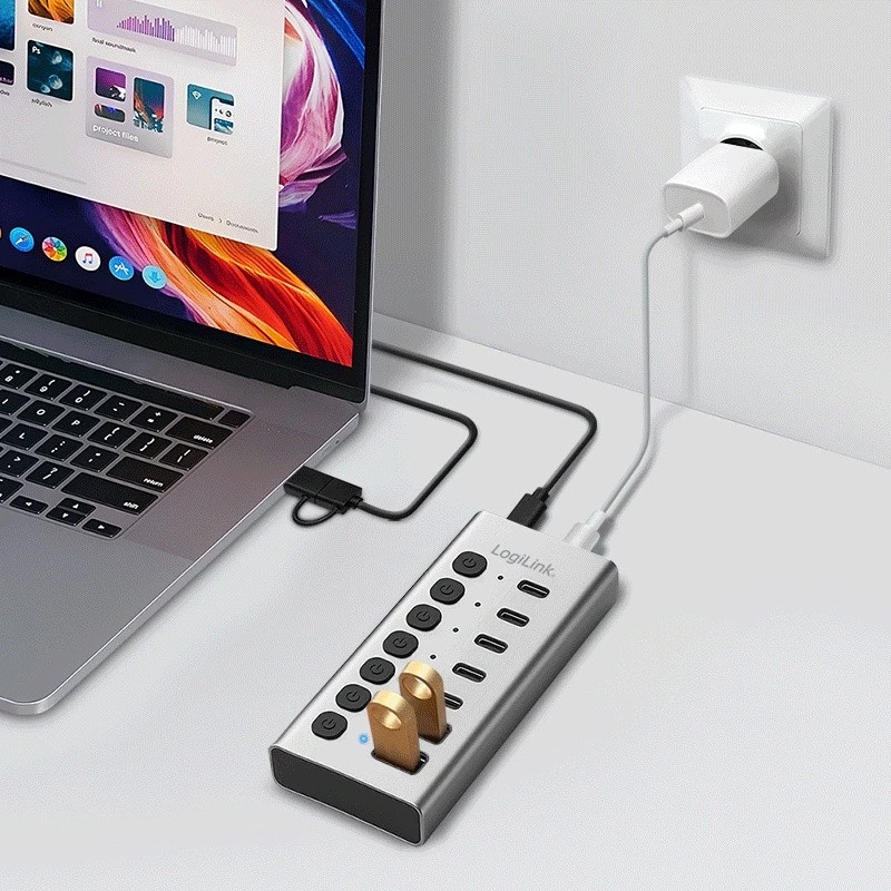 Hub USb3.2 Gen1 7 ports USB-A/C, on/off switch