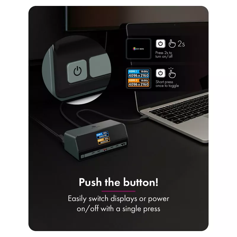 11-in-1 DockingStation mit Power Delivery Lade-Ports und großem LCD-Display, mit 160 W GaN Lade-Adapter