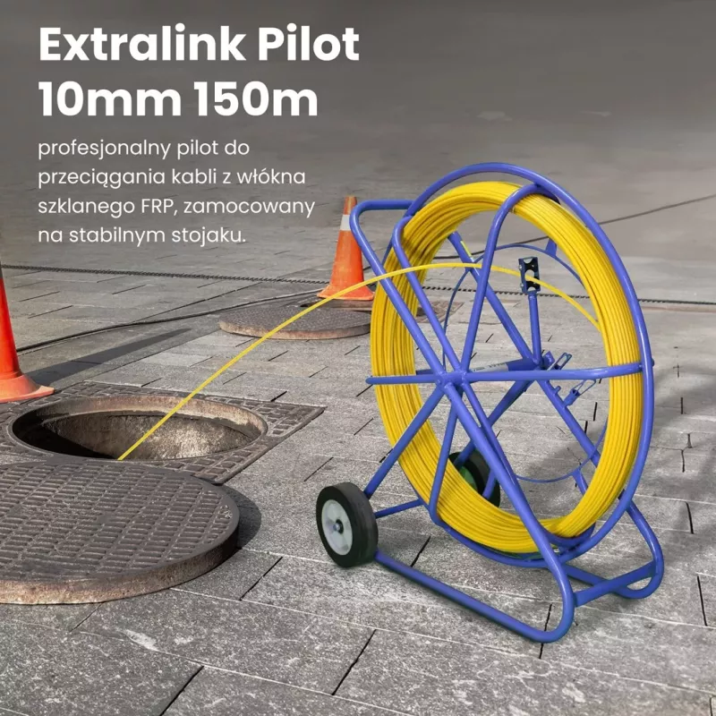 Extralink Cable pulling rod Pilot 10mm 150m glass fibre FRP, d. 10mm, l. 150m, yellow